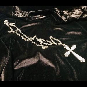 🔴2/$10 Silver Long Cross Necklace